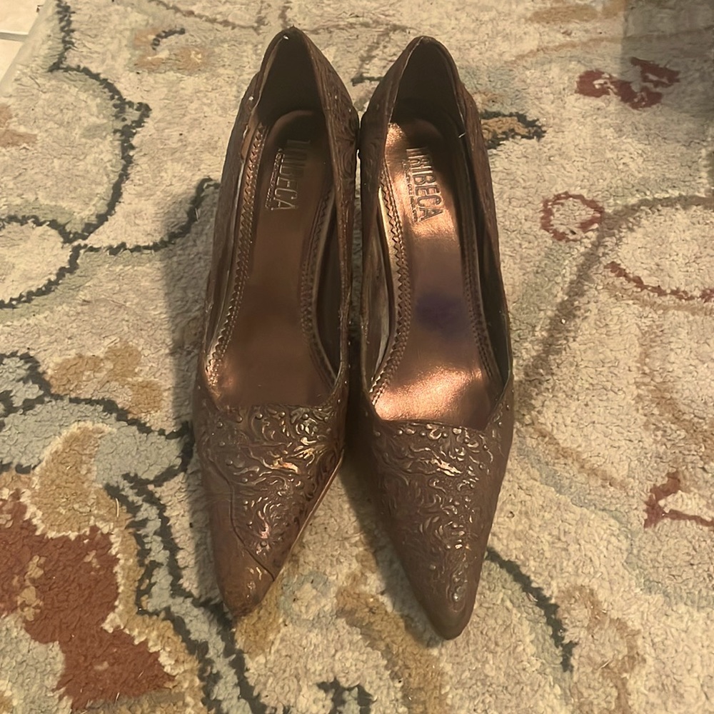 Bronze-tone high heels